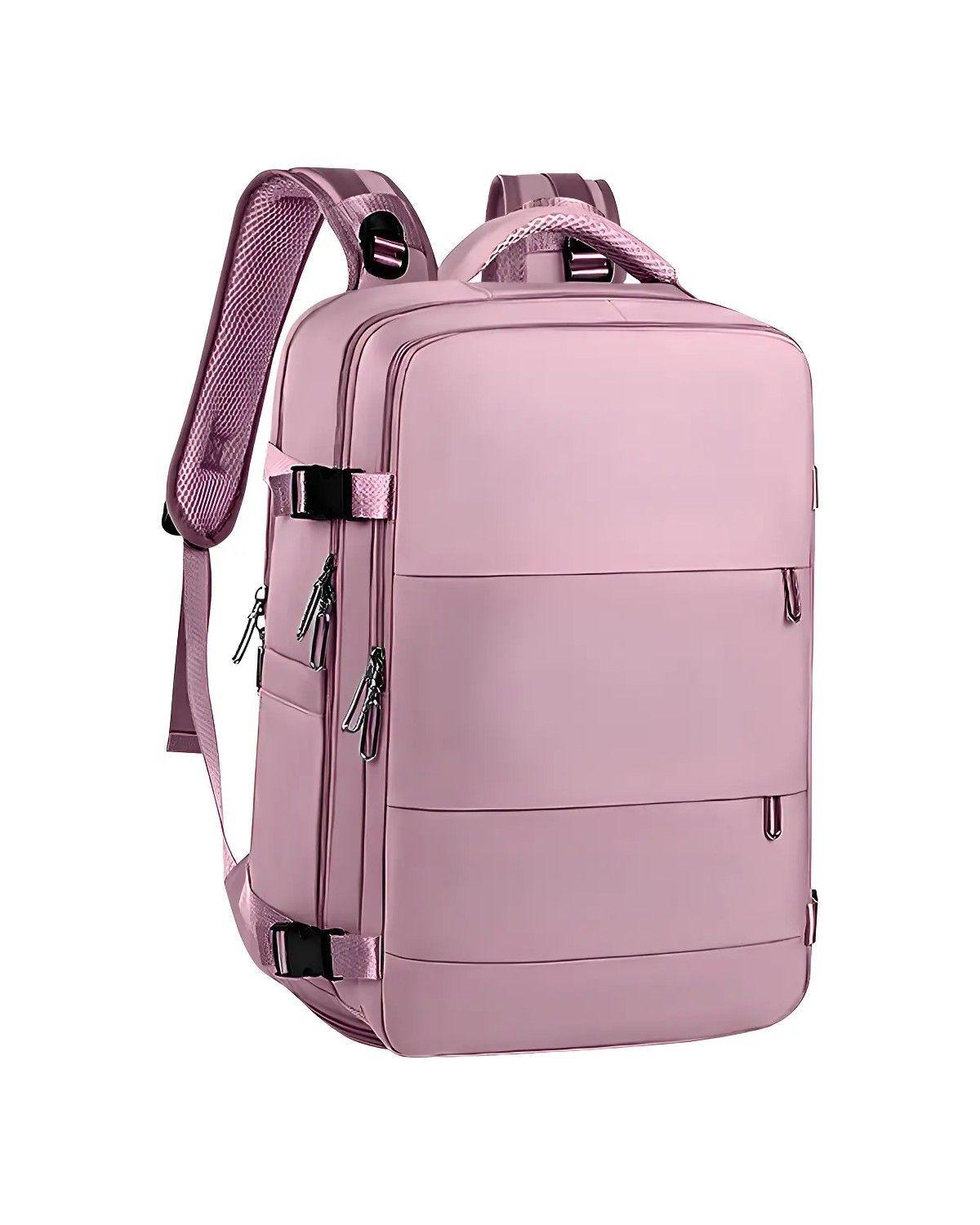 Mochila De Viaje Avión Aprobado Gran Capacidad Color Rosa Diseño De La Tela Lisa-0