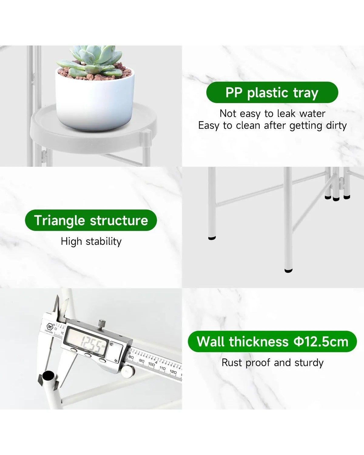 Pedestal Para 3 Plantas / Porta Maceteros Metalico - Blanco Lisa-2