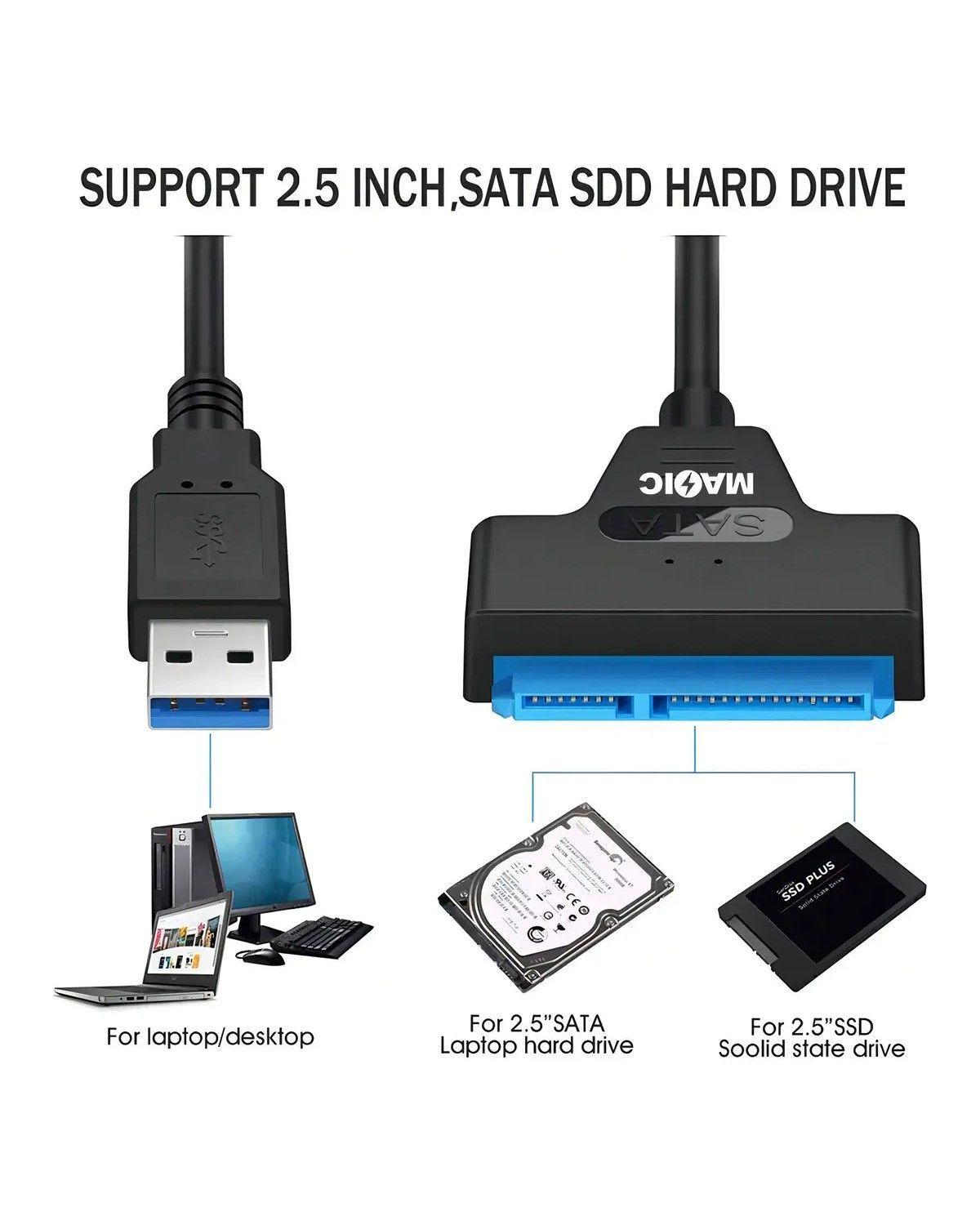 Cable Adaptador Usb 3.0 A Sata Iii Para 2.5 Ssd Y Hdd Discos Duros Pc Notebooks-1