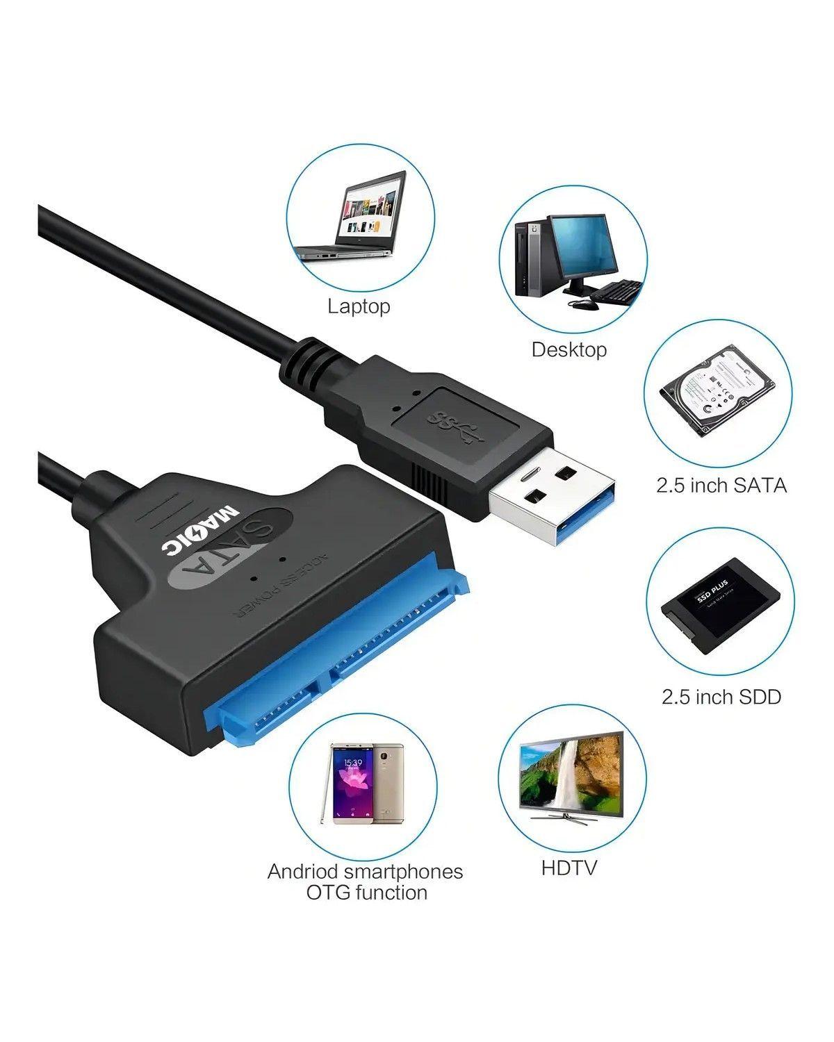 Cable Adaptador Usb 3.0 A Sata Iii Para 2.5 Ssd Y Hdd Discos Duros Pc Notebooks-2