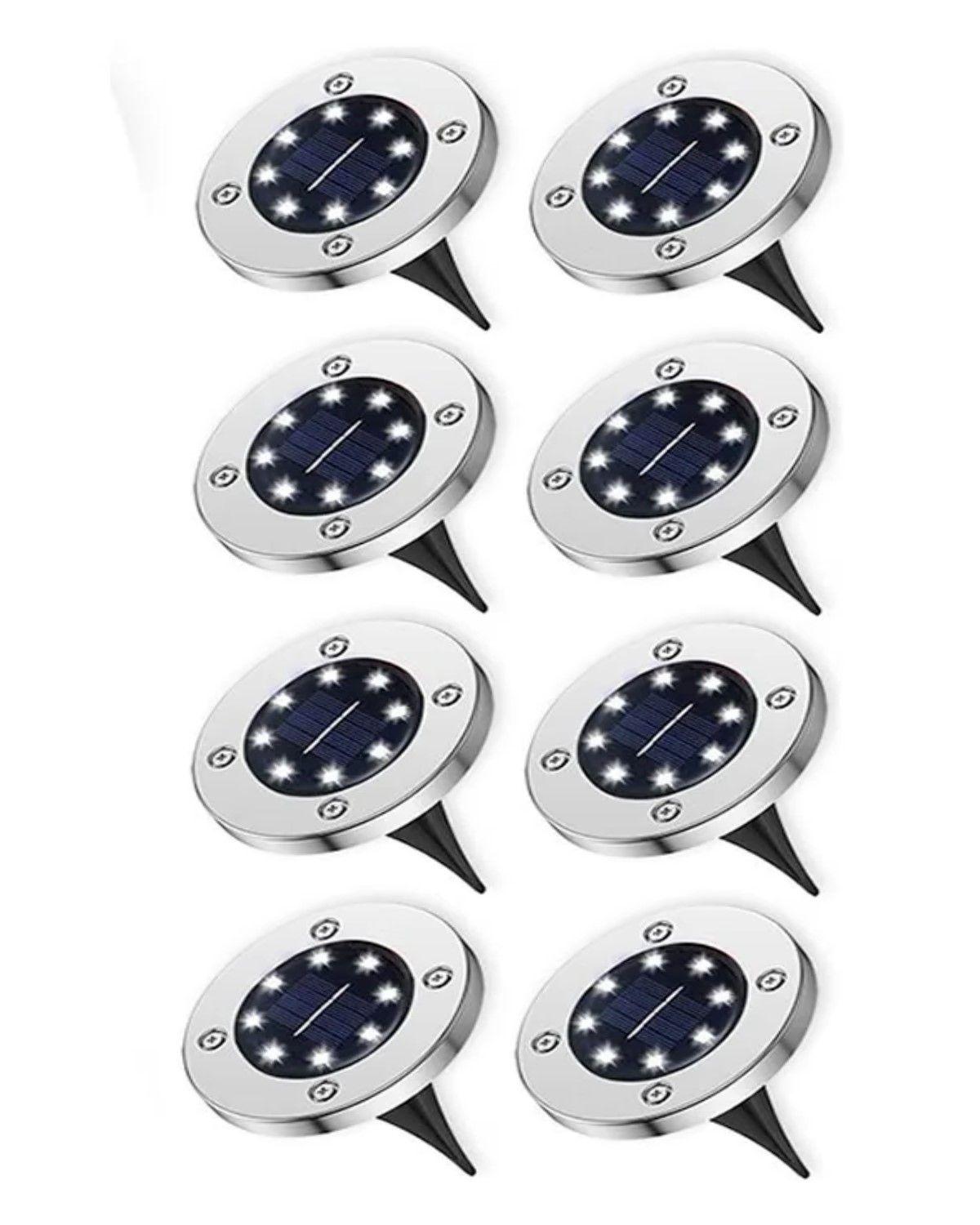 Pack de Focos Solares LED con Estaca para Jardín - Luz Fría y Acabado Plateado-0