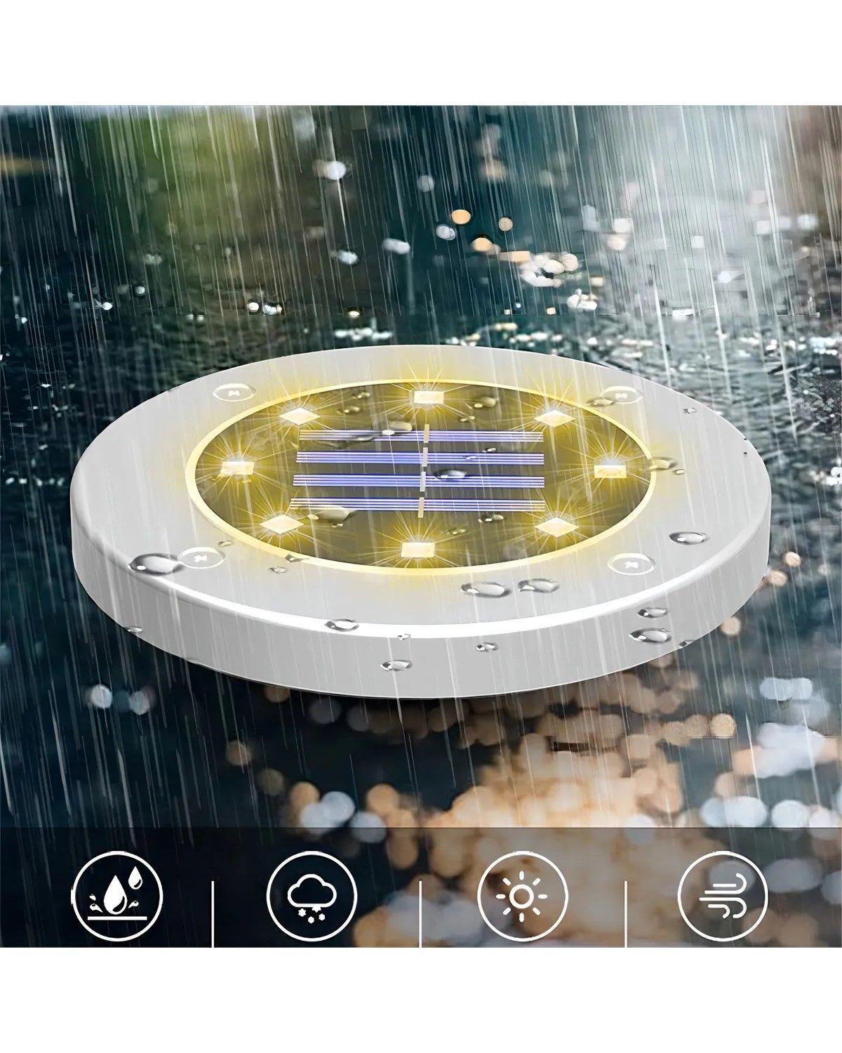 Pack de Focos Solares LED con Estaca para Jardín - Luz Fría y Acabado Plateado-2