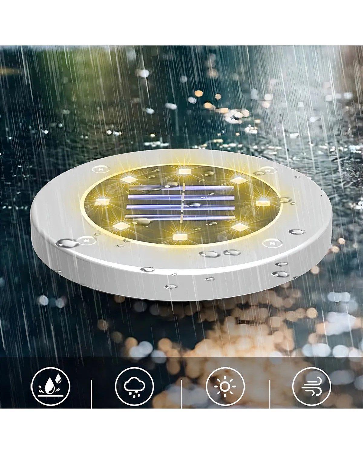 Pack de Focos Solares LED con Estaca para Jardín - Luz Fría y Acabado Plateado-2