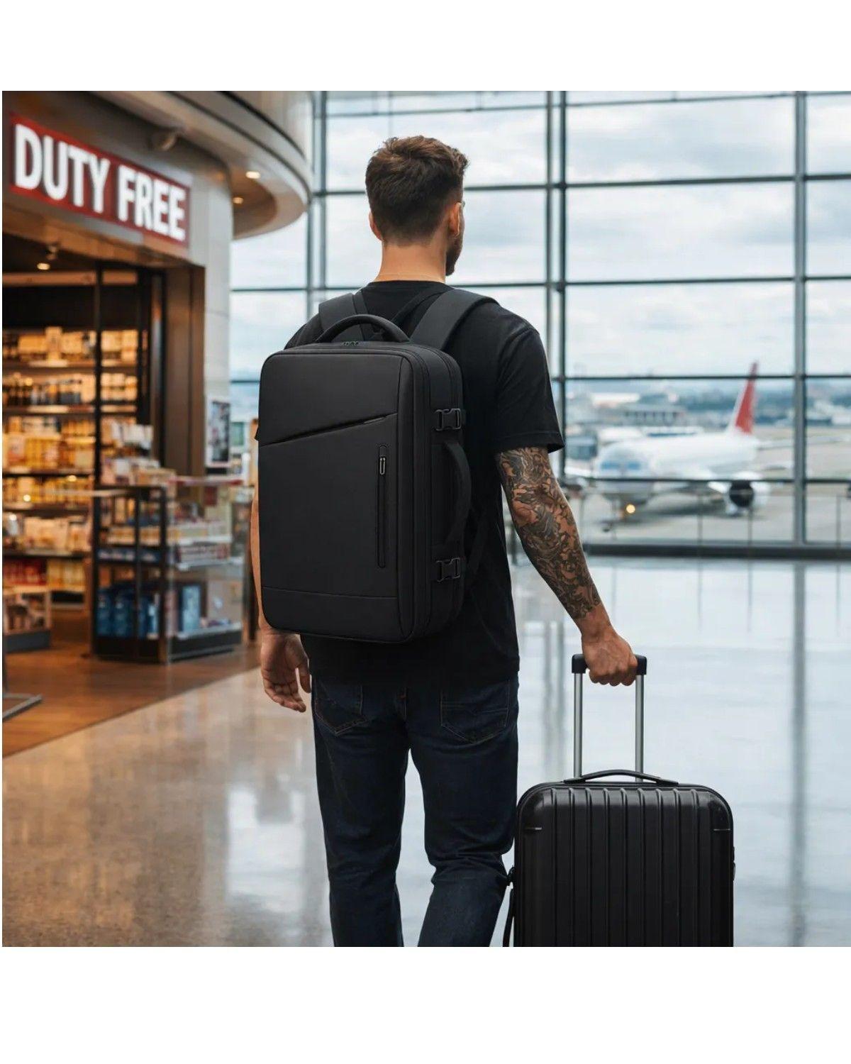 Mochila Viaje Avión Cabina Expandible Impermeable-3