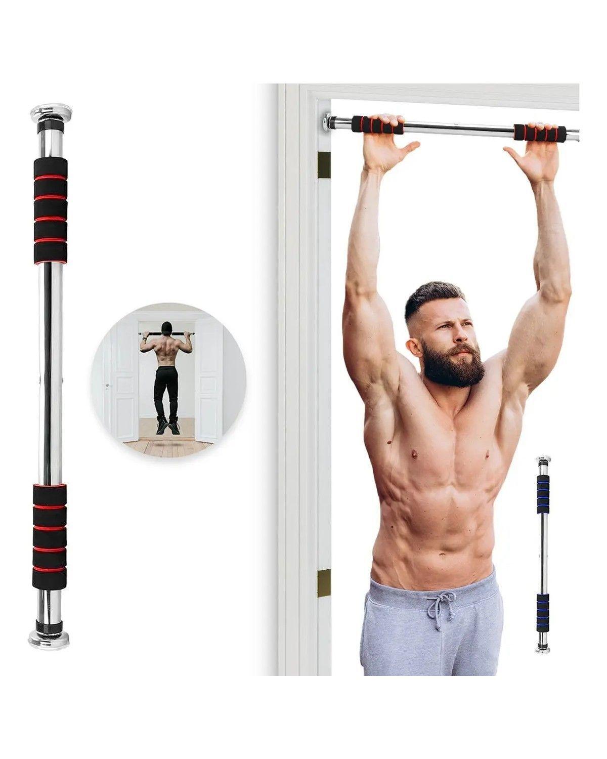 Barra Dominadas Puerta Abdominales Casa Gym Extensible Rojo-1