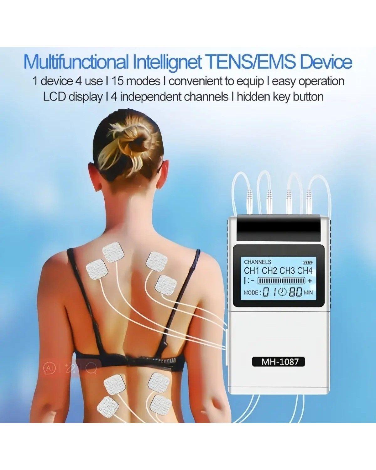 Masajeador Tens Electroestimulador 4 Parches Alivia El Dolor-2