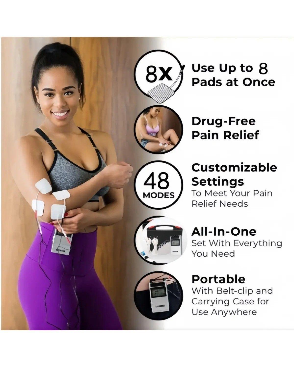 Masajeador Tens Electroestimulador 4 Parches Alivia El Dolor-4