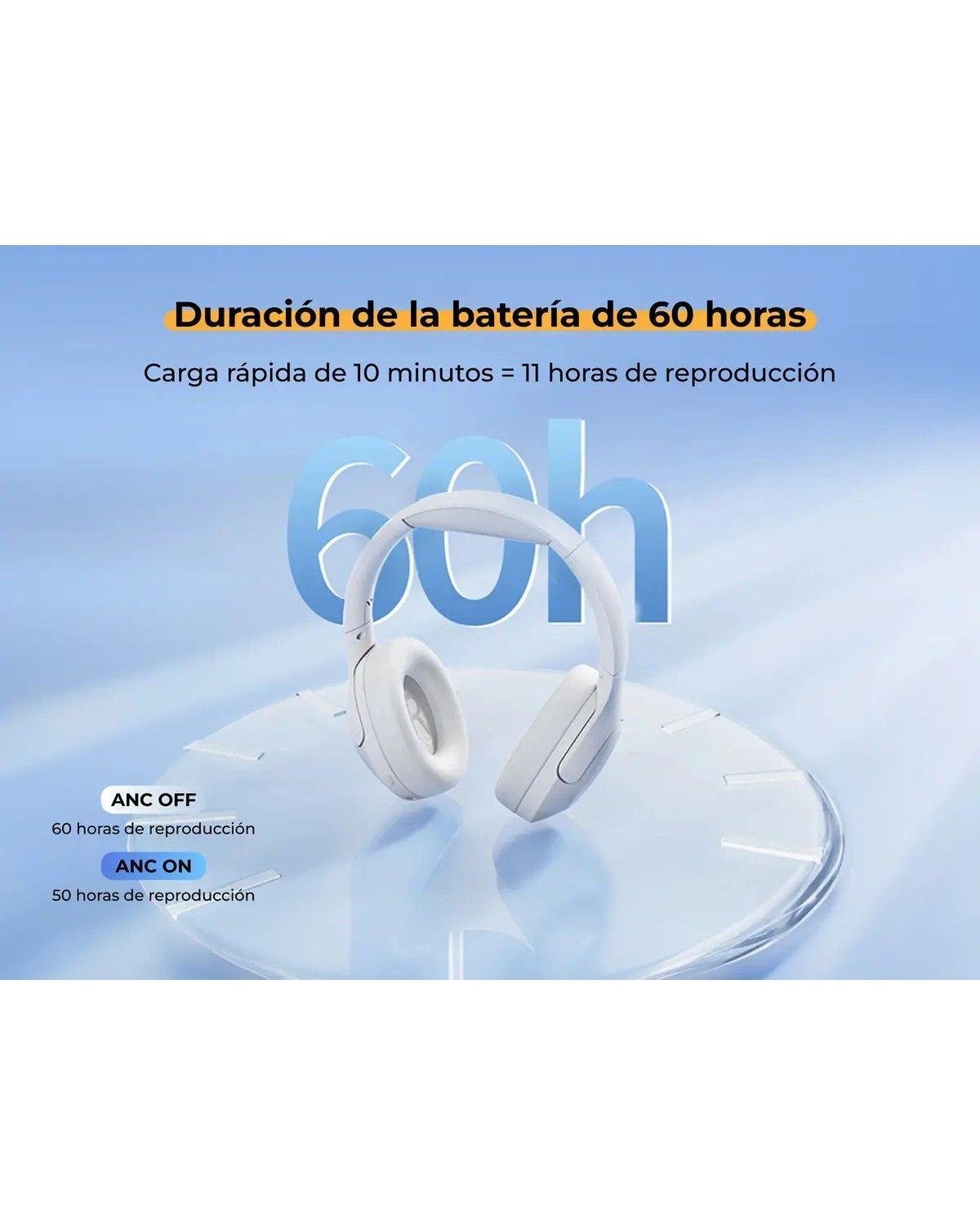 Auriculares inalámbricos Bluetooth 5.3 H3 Lite Anc con micrófono, color blanco-4