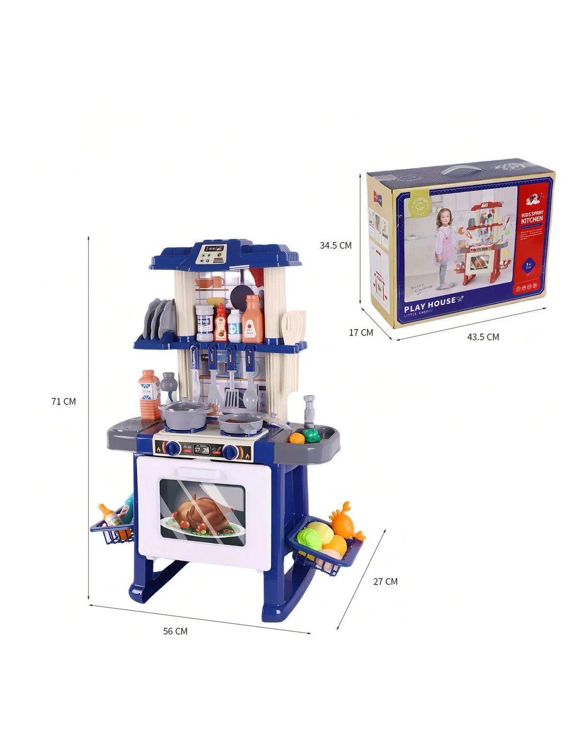 Cocina De Juguete Mini Chef Azul 69 Piezas Con Luz Y Sonido-4