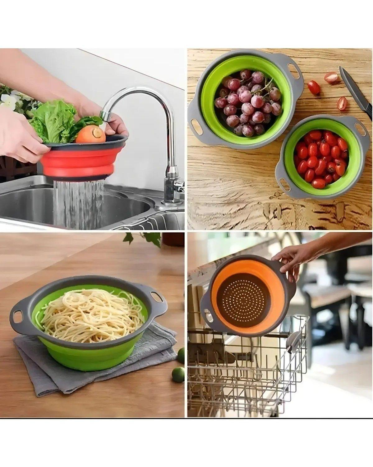 Colador Plegable Silicona Para Frutas Verduras Pasta-3