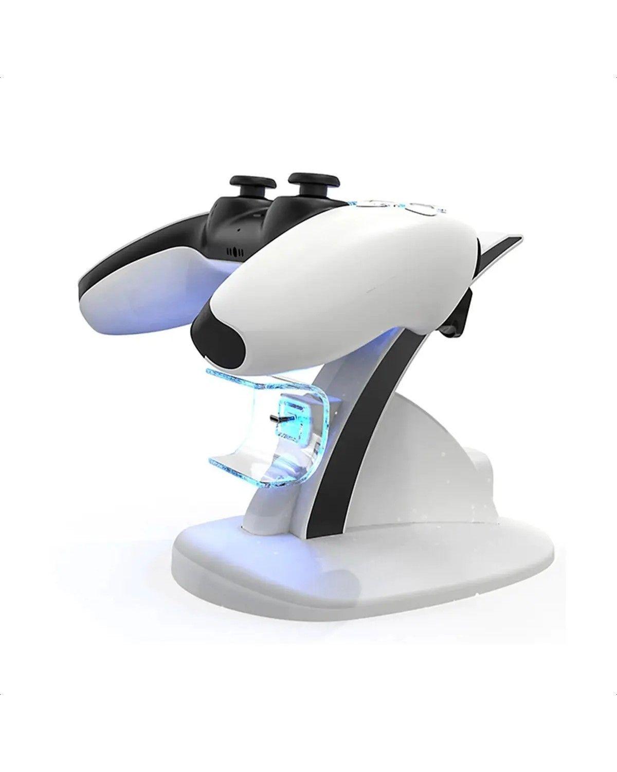 Cargador Dual Blanco Para Mandos PS5 Dualsense Con Soporte Vertical-1