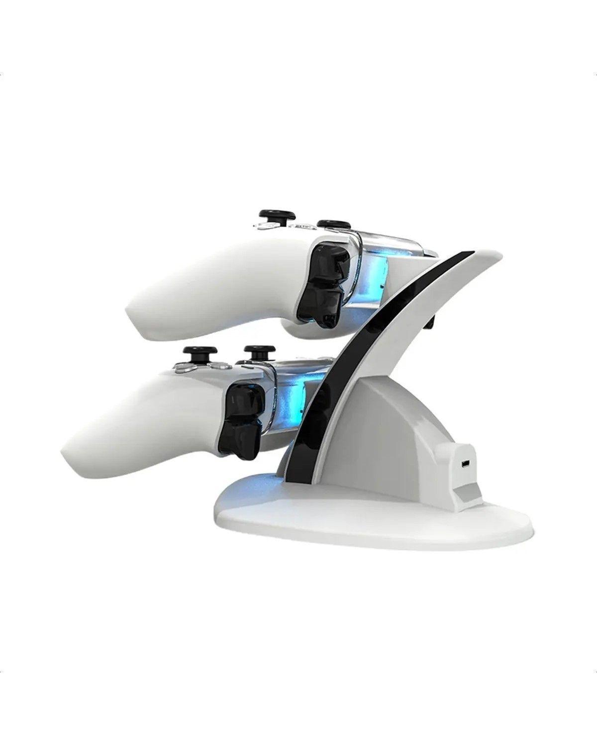 Cargador Dual Blanco Para Mandos PS5 Dualsense Con Soporte Vertical-2