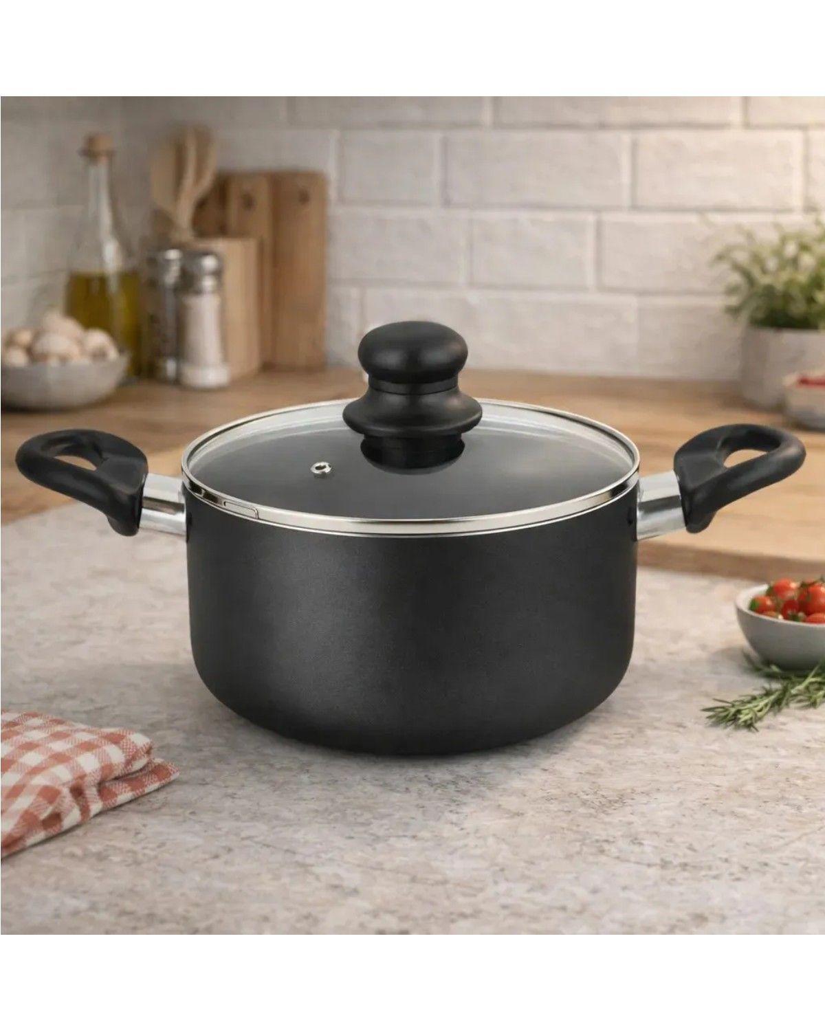 Olla Arrocera De 24 Cm Con Antiadhrente Gourmet Negro-3
