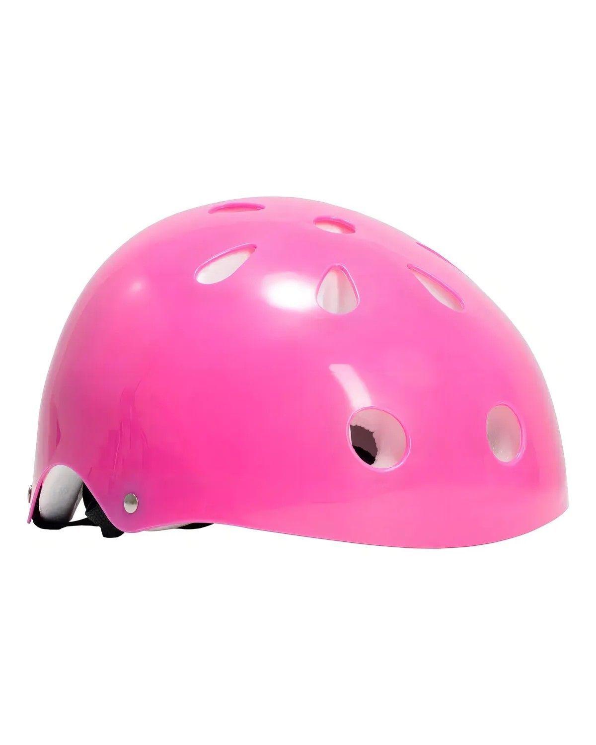 Casco Bicicleta Set Niñas Casco Rodillera+codera+muñequeras Color Rosa Talla S-1