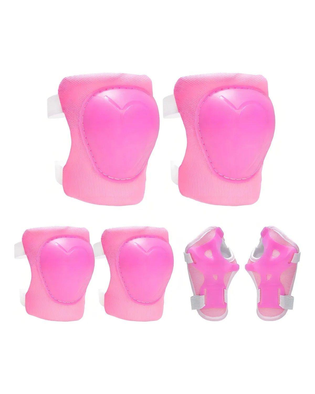 Casco Bicicleta Set Niñas Casco Rodillera+codera+muñequeras Color Rosa Talla S-2