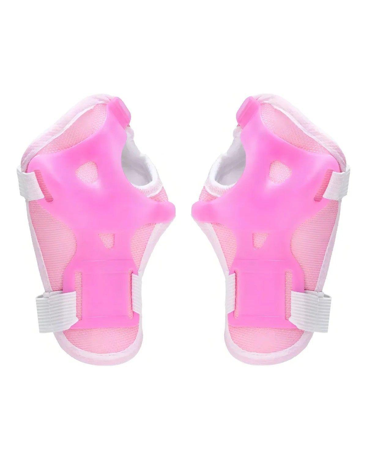 Casco Bicicleta Set Niñas Casco Rodillera+codera+muñequeras Color Rosa Talla S-4