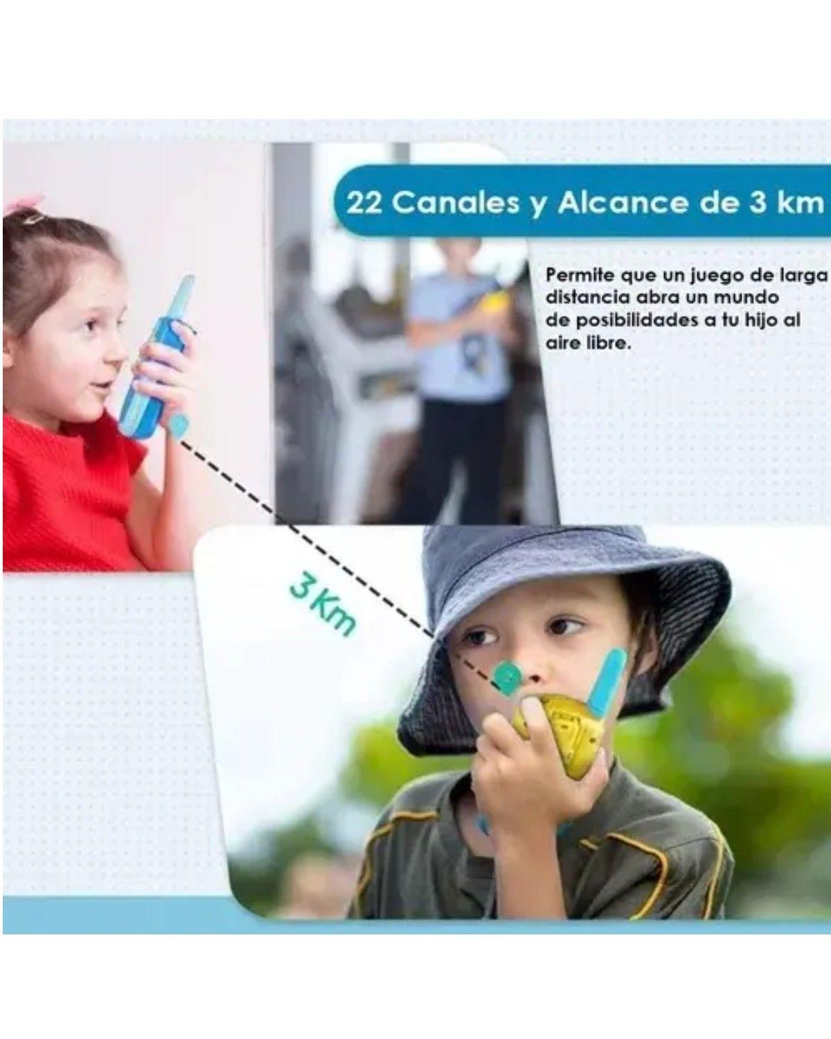 2 Radios Portátil Walkie Talkie Niños 22 Canal 3 Km Linterna-2