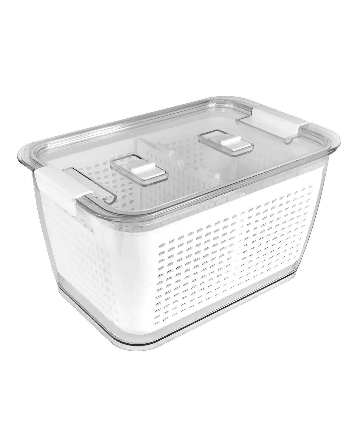 Organizador Refrigerador Con Cesta Mediana Color Blanco-0