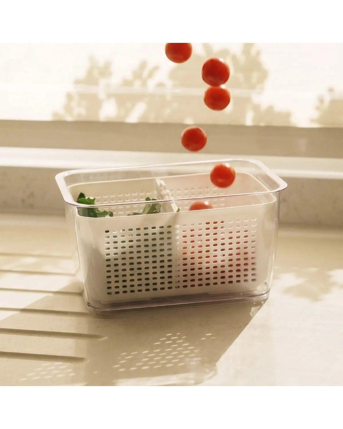 Organizador Refrigerador Con Cesta Mediana Color Blanco-1