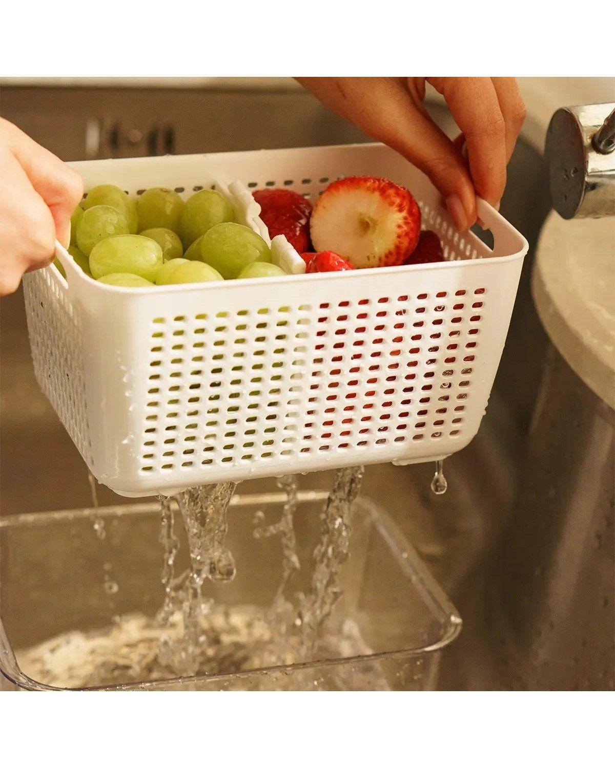 Organizador Refrigerador Con Cesta Mediana Color Blanco-3