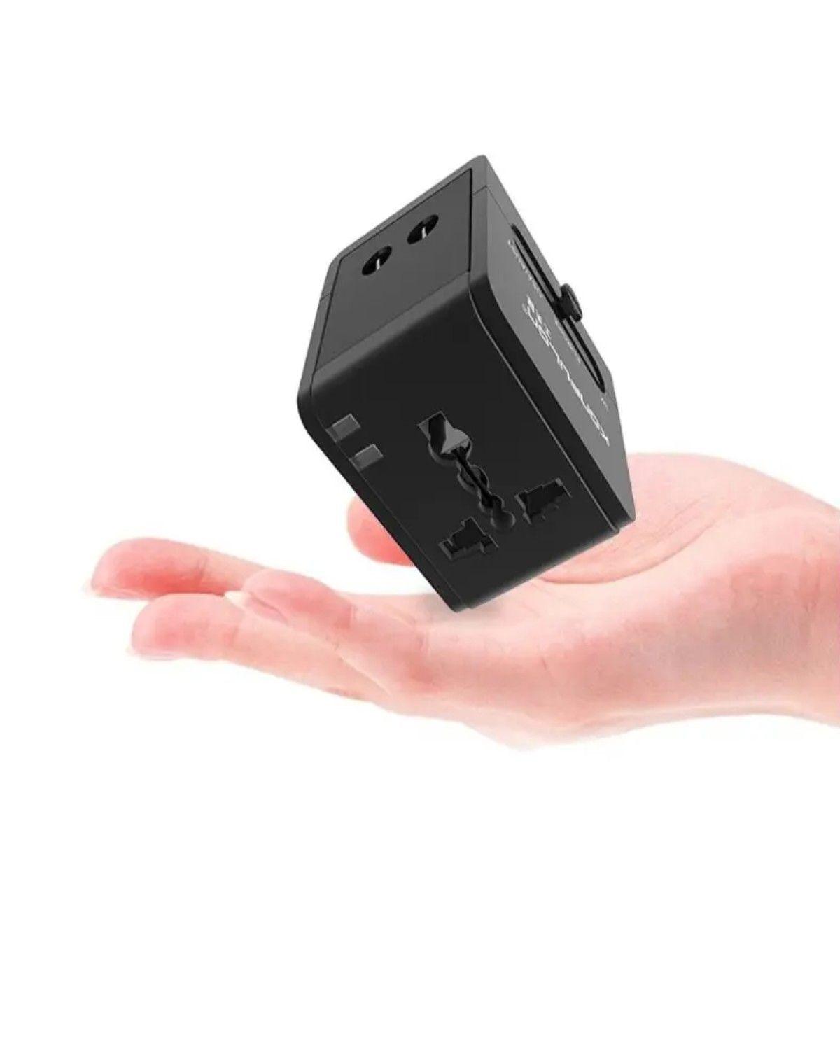 Adaptador Enchufe Universal Negro Con USB Viajes Brasil-2