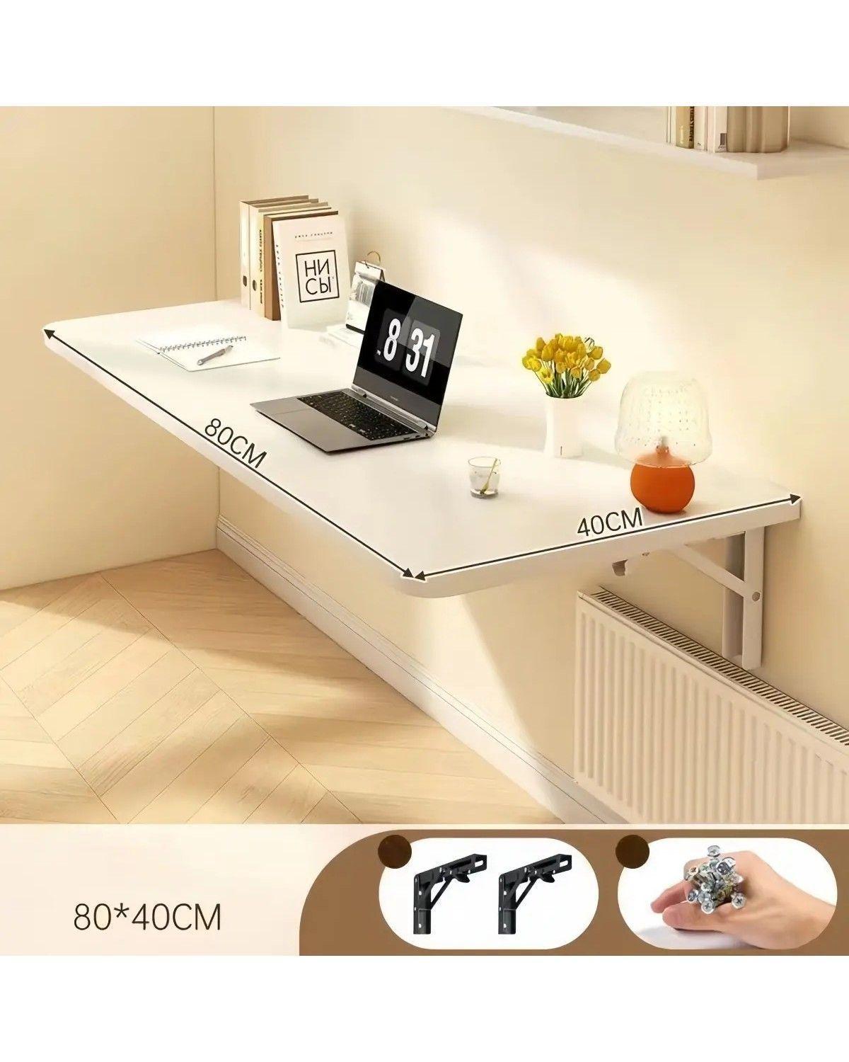 Estante Mesa Escritorio Plegable De Pared En Madera-3