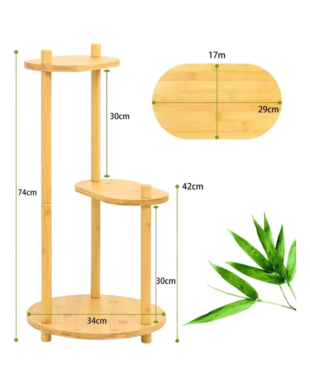 Soporte Para Plantas De Bambú, Interior O Exterior 3 Niveles-3
