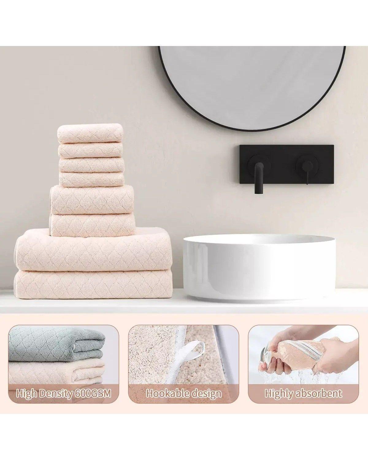Juego De 8 Toallas De Baño Toalla Mano Altamente Absorbentes-2
