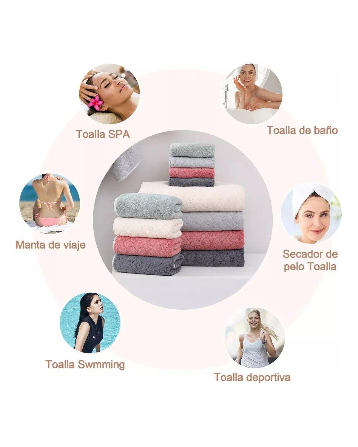 Juego De 8 Toallas De Baño Toalla Mano Altamente Absorbentes-3