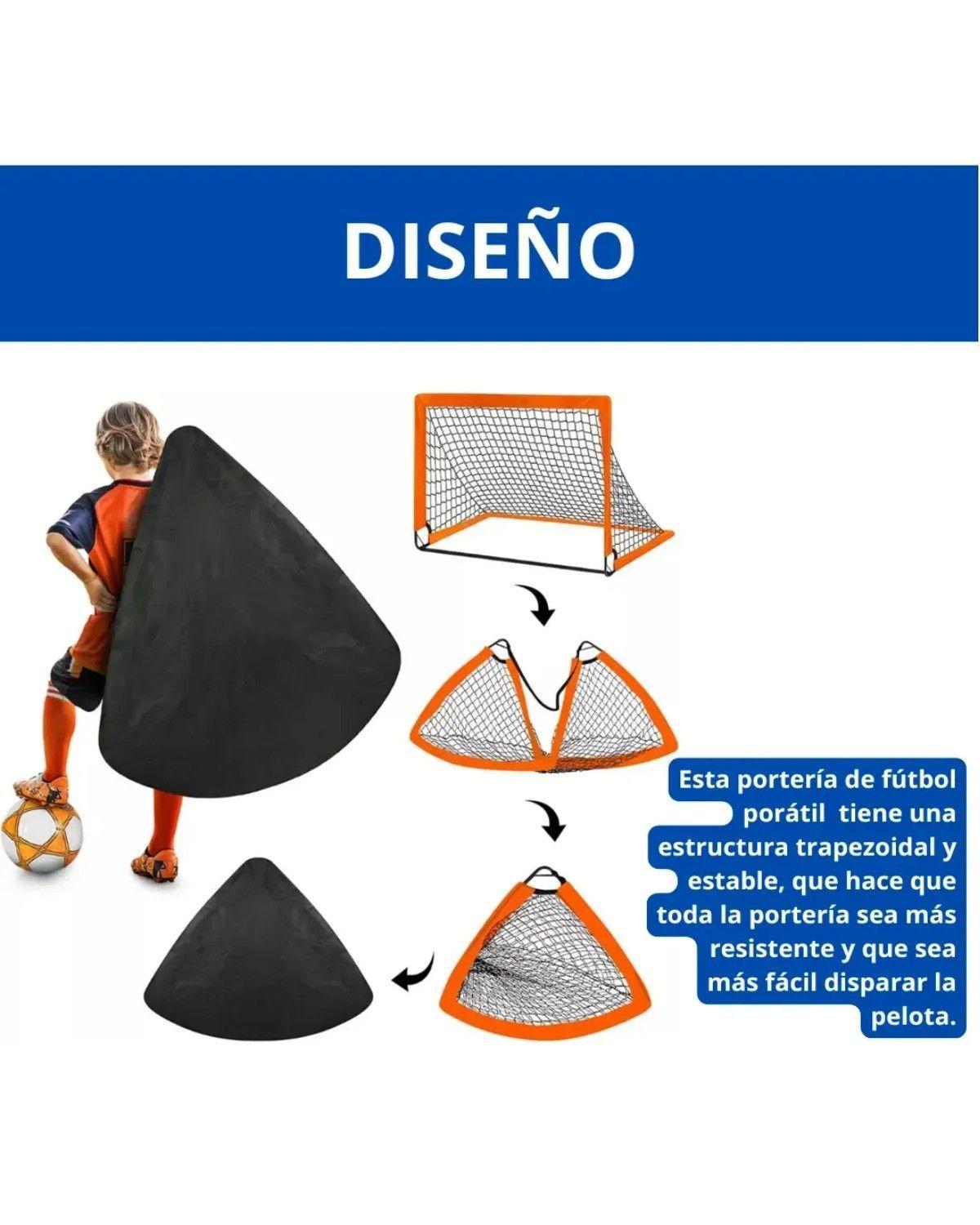 Arco De Fútbol Plegable Portátil 120 Naranja Negro-2