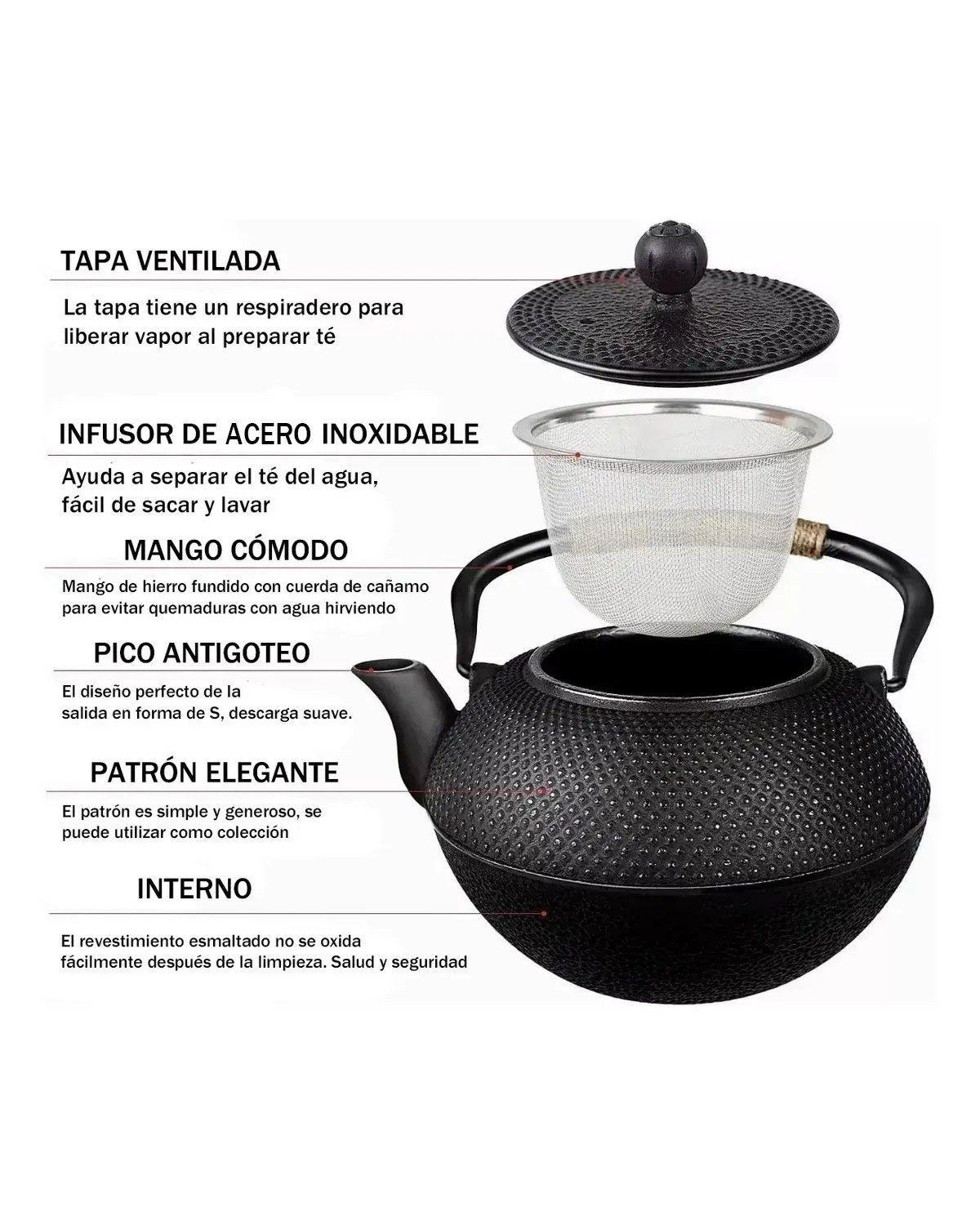 Tetera 600ml Acero Inoxidable Con Filtro Gris Para Té e Infusiones-3
