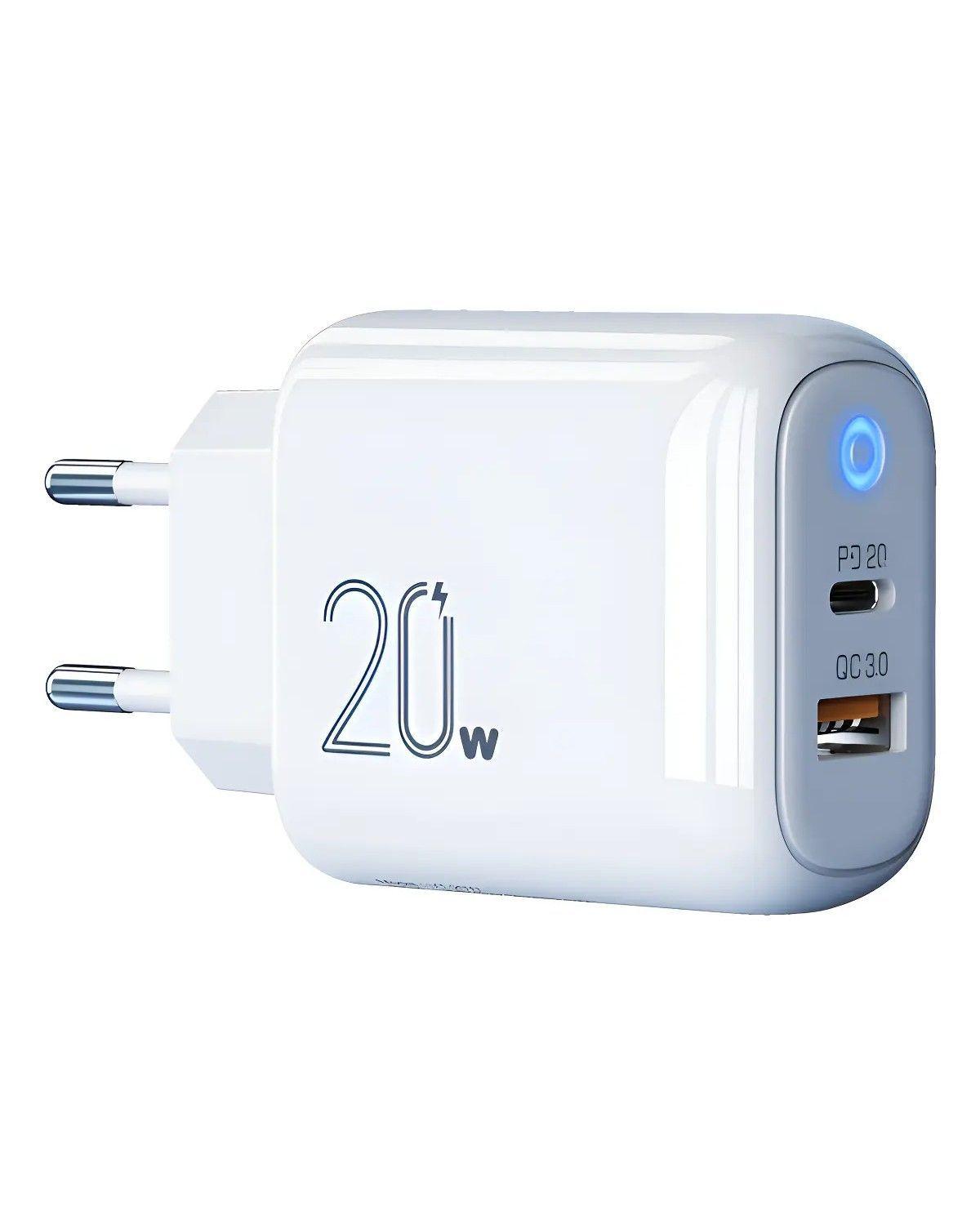 Cargador Enchufe Doble 20w Carga Rápida Para iPhone/iPad Color Blanco-1