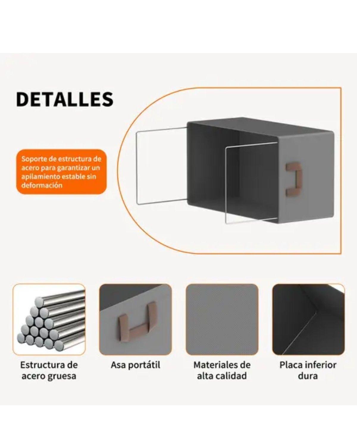 6 X Bolsas Organizador Ropa Caja Plegable Asa Almacenamiento Gris Rayas-2