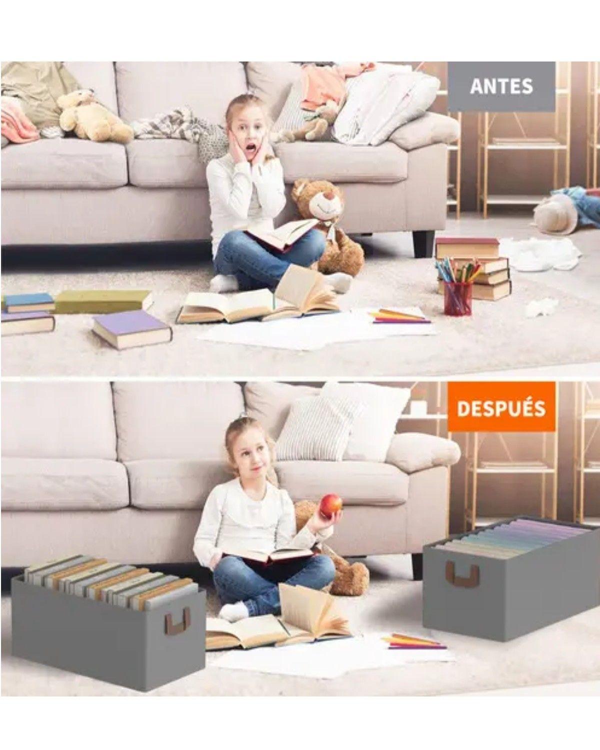 6 X Bolsas Organizador Ropa Caja Plegable Asa Almacenamiento Gris Rayas-3