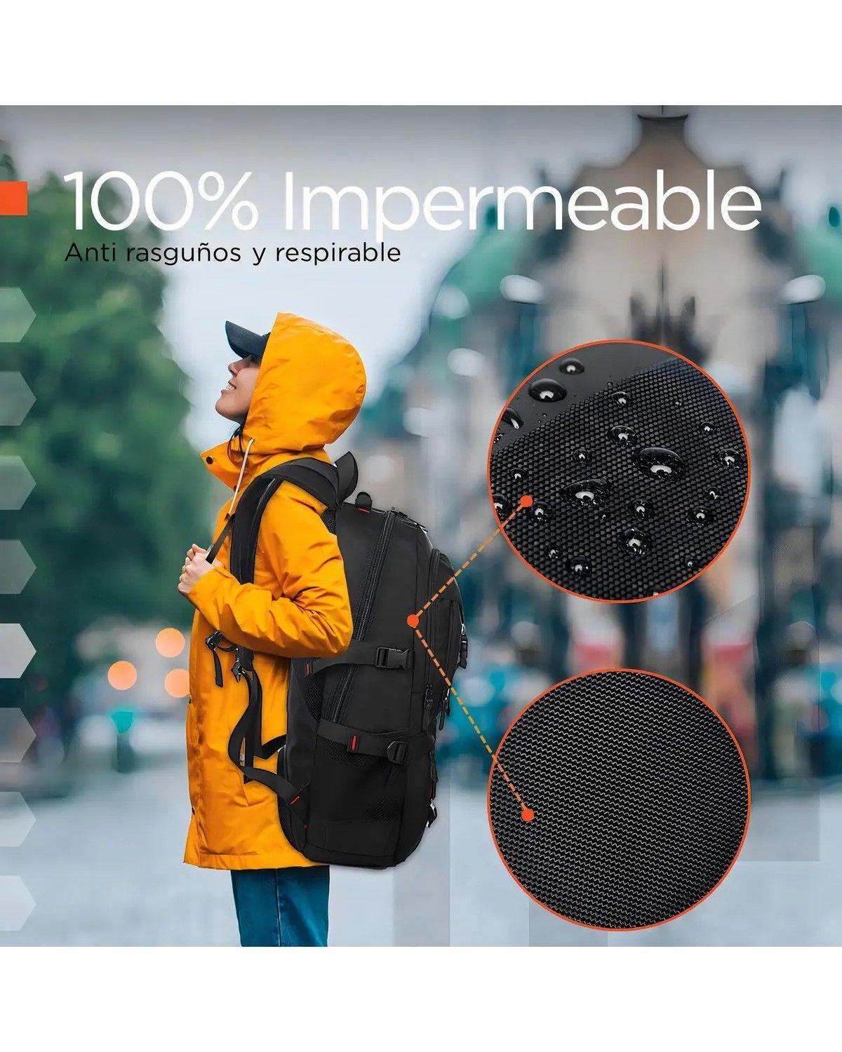 Mochila Notebook Outdoor Impermeable 35 lt Nylon Balistico - Negro-2