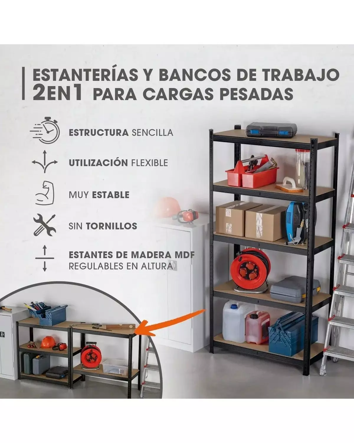 Estante Metalico 180x90x40 Organizador Oficinas Color Negro-3
