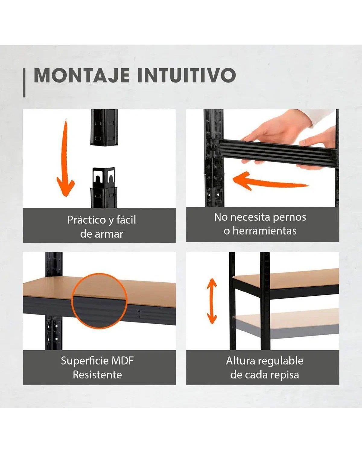 Estante Metalico 180x90x40 Organizador Oficinas Color Negro-4