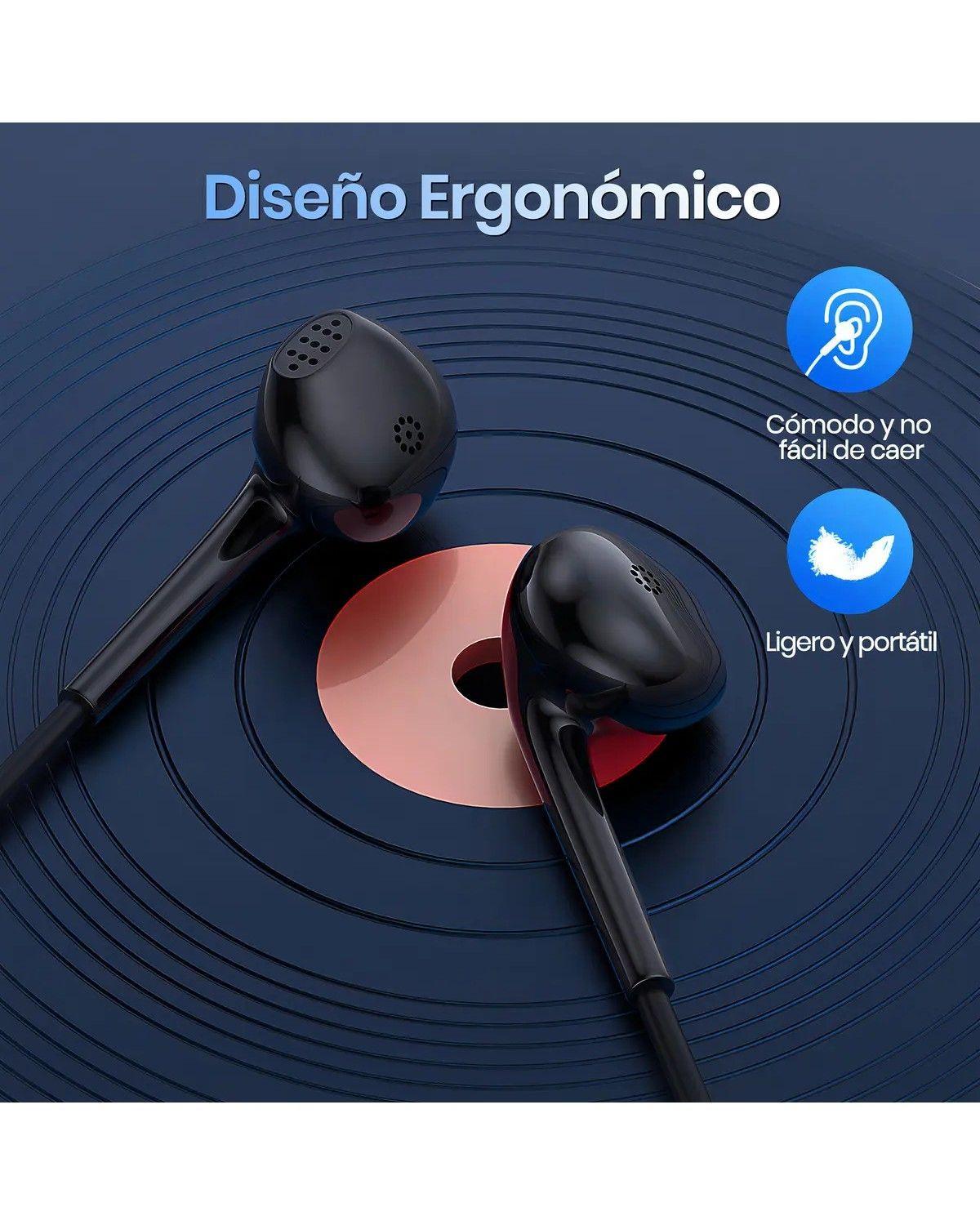 Auriculares Alámbricos Manos Libres 3.5mm Jack In-ear con Control y Micrófono Negro-2