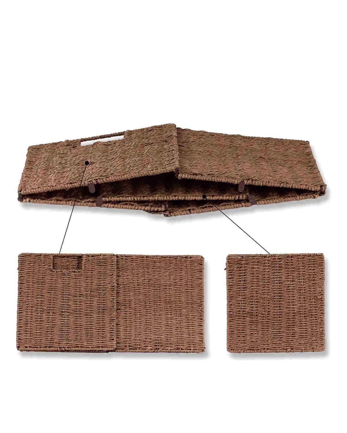 Canasto Organizador Decorativo Mimbre Café/beige Plegable CAFE-2