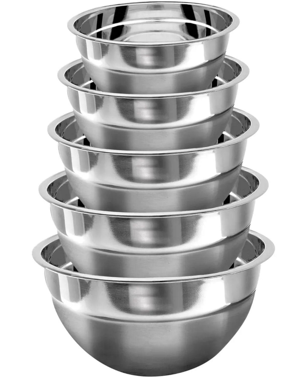 Pack 5 Bowl Pocillo Acero Inoxidable Reposteria Cocina Plateado-0