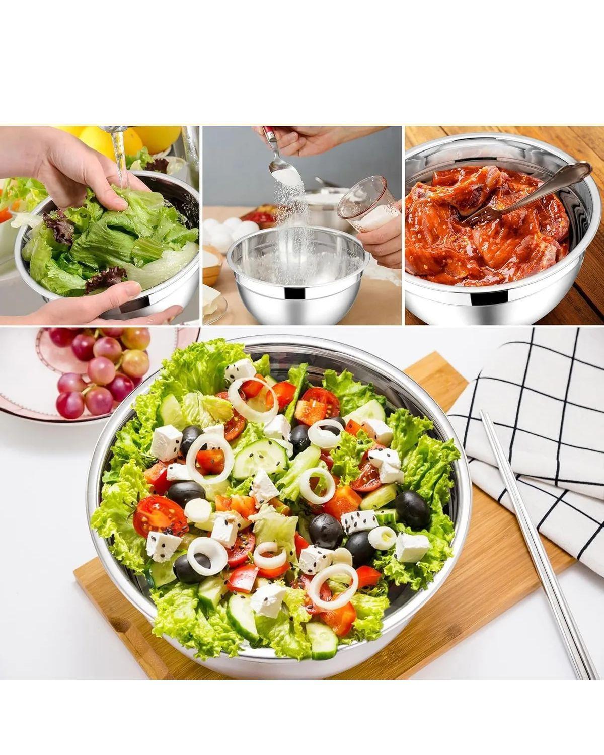 Pack 5 Bowl Pocillo Acero Inoxidable Reposteria Cocina Plateado-1