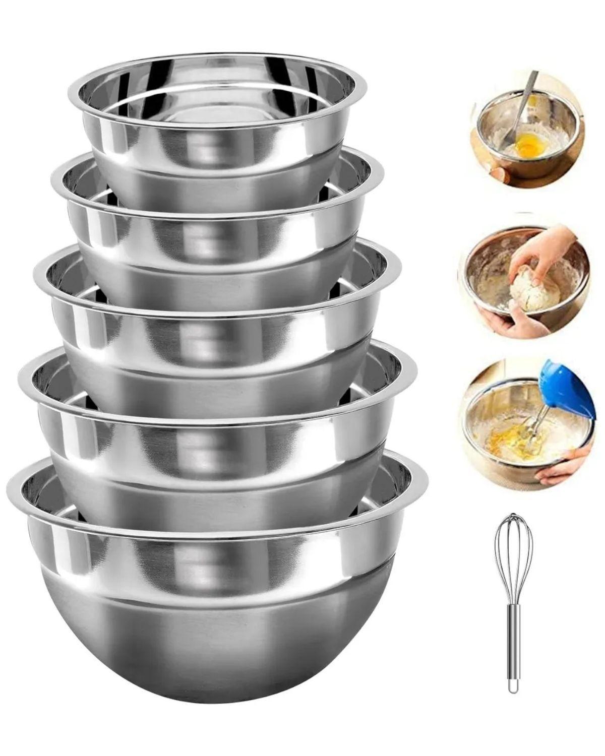 Pack 5 Bowl Pocillo Acero Inoxidable Reposteria Cocina Plateado-3