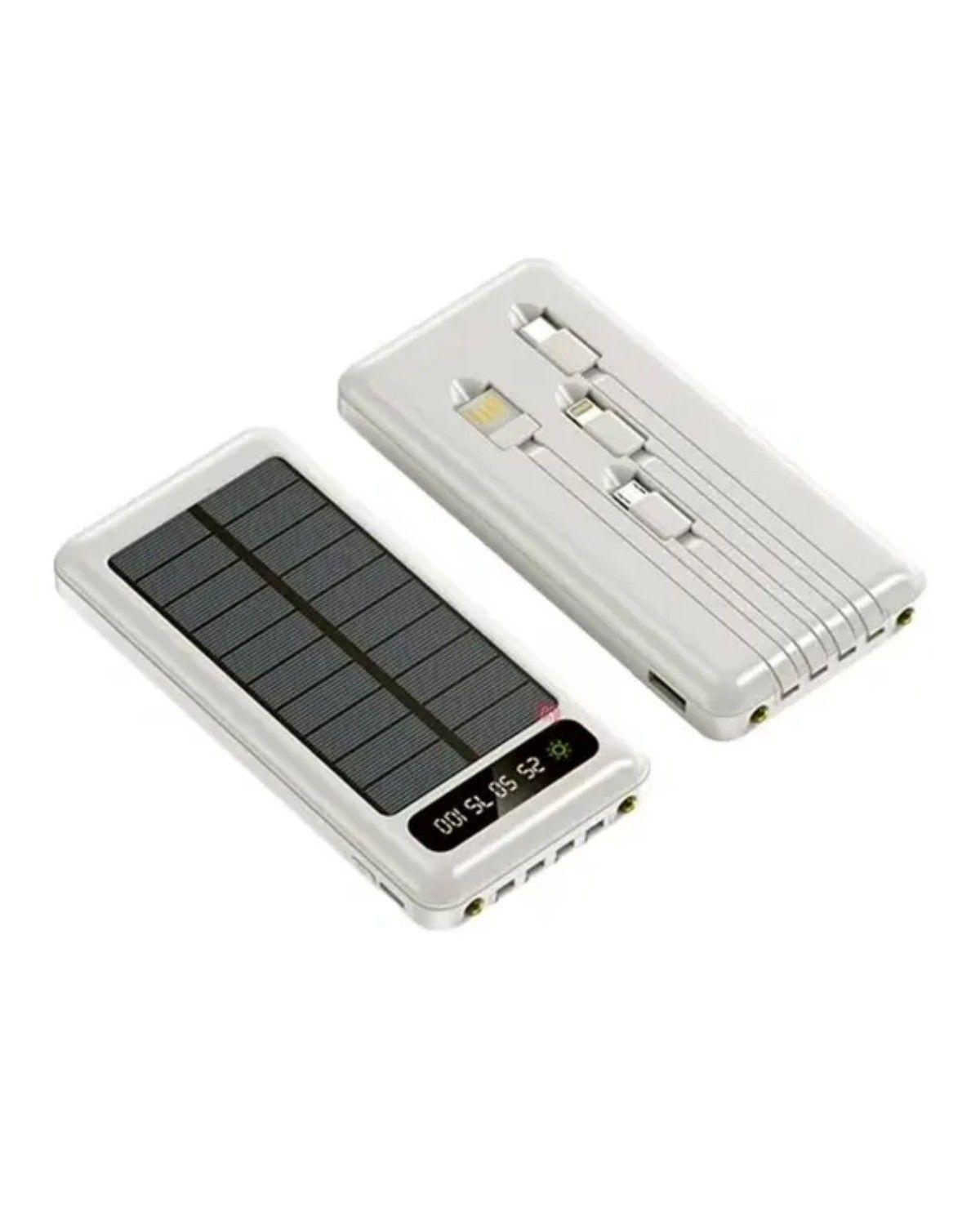 Cargador Solar 20000mAh Rápido USB LED Portátil Blanco-1