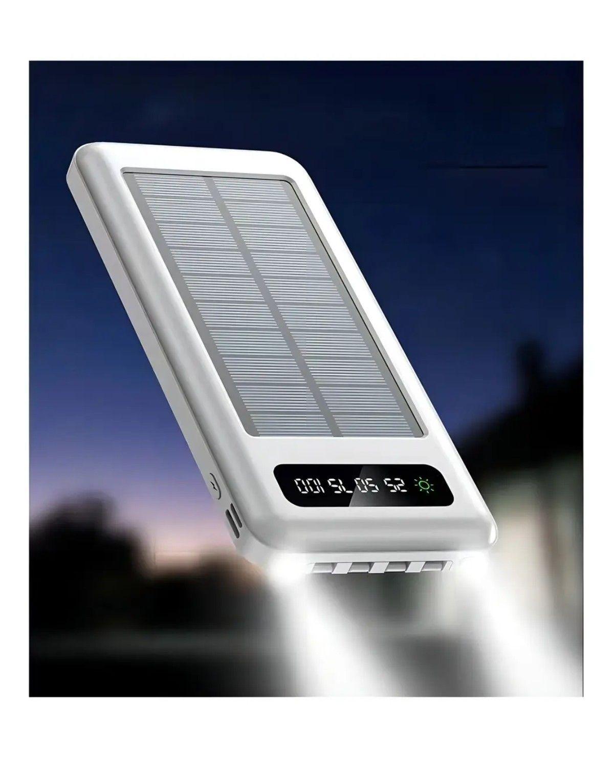 Cargador Solar 20000mAh Rápido USB LED Portátil Blanco-2