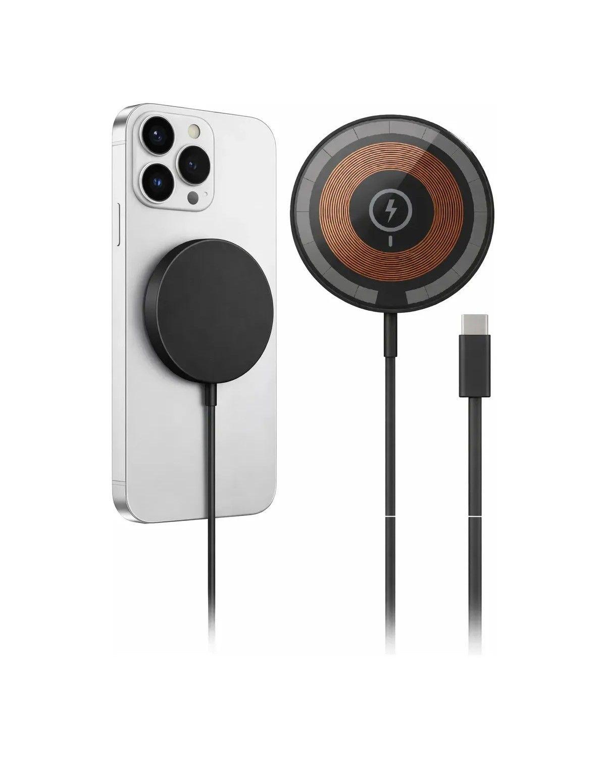 Cargador Magnético Inalámbrico Rápido para iPhone y Samsung con USB-C-2