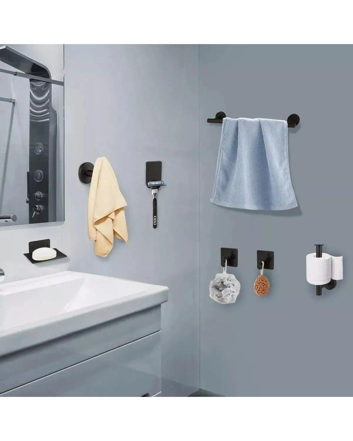 Juego De Accesorios De Baño Toalleros 304 Inoxidable 11pcs Negro-4