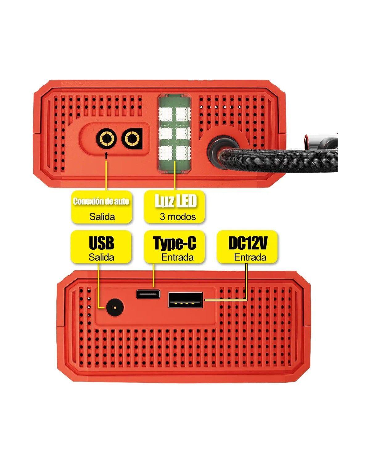 Arrancador 9000mAh Con Compresor 150PSI 6000A Para Coche Y Emergencias-3