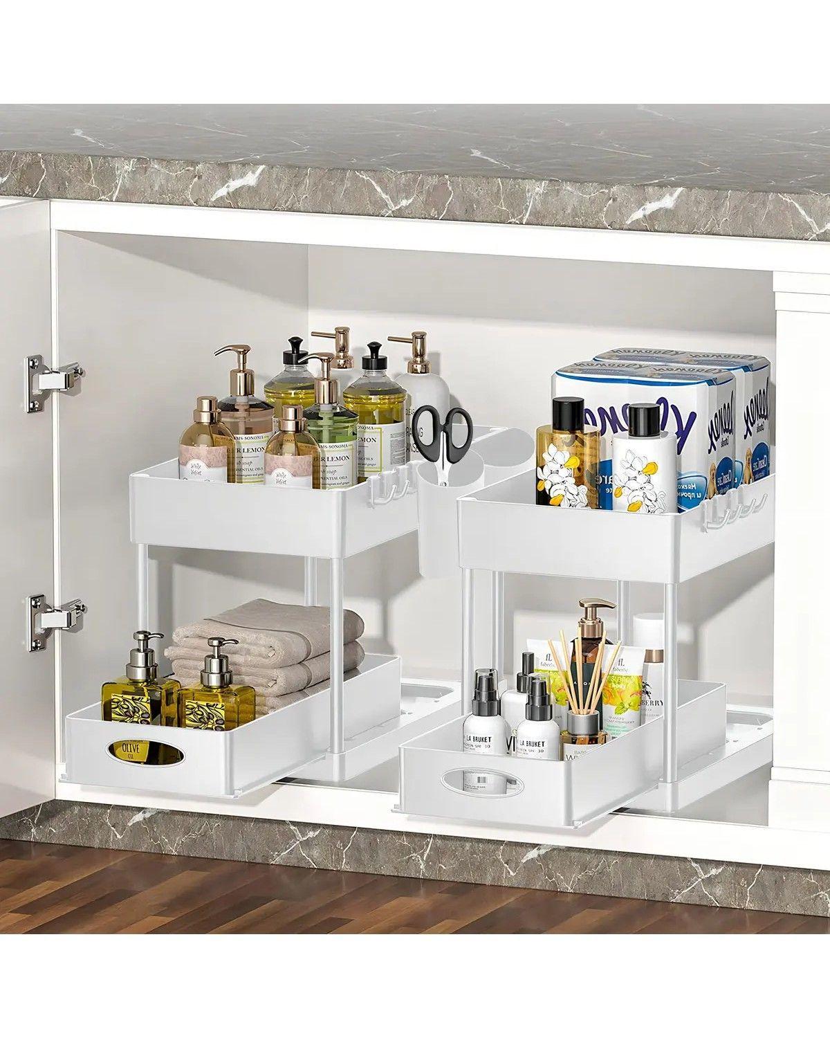 Estante Organizador Vidita Blanco 2 Niveles Con Cajón Para Baño Cocina-4