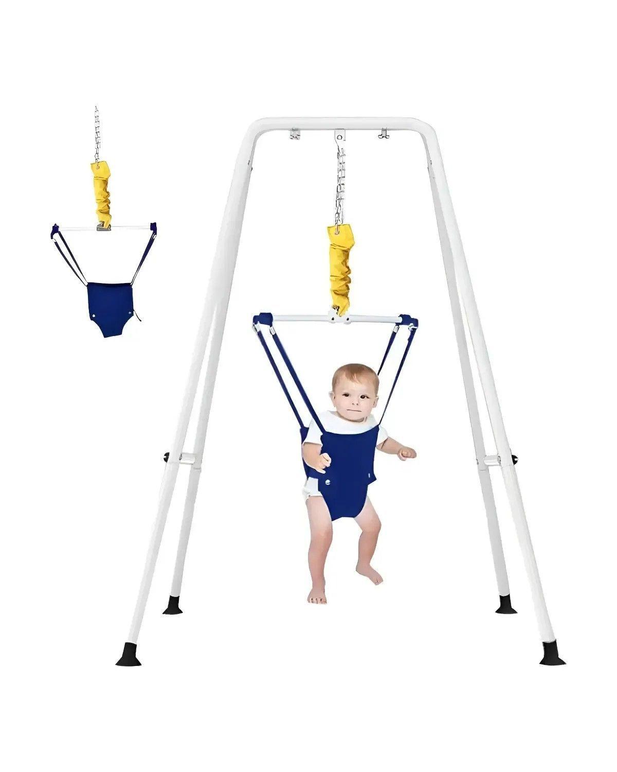 Columpio Saltador De Puerta Con Soporte Para Bebé Blanco-0