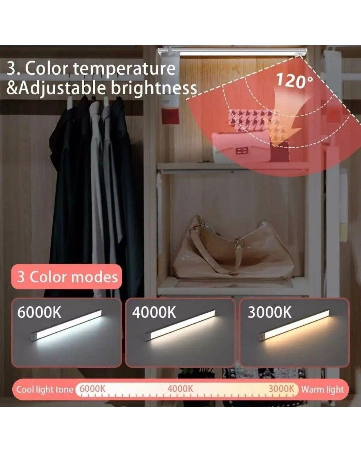 Luz Armario LED Blanca 30cm Sensor Movimiento Temperatura Ajustable-2